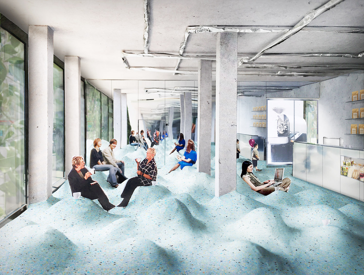 Proposal for a coffee without chairs nor tables